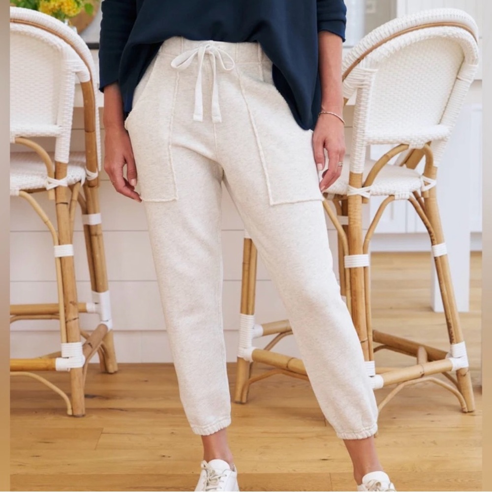 Frank & Eileen Eamon Patch Pocket Jogger XS in Heather White Gray Melange, size